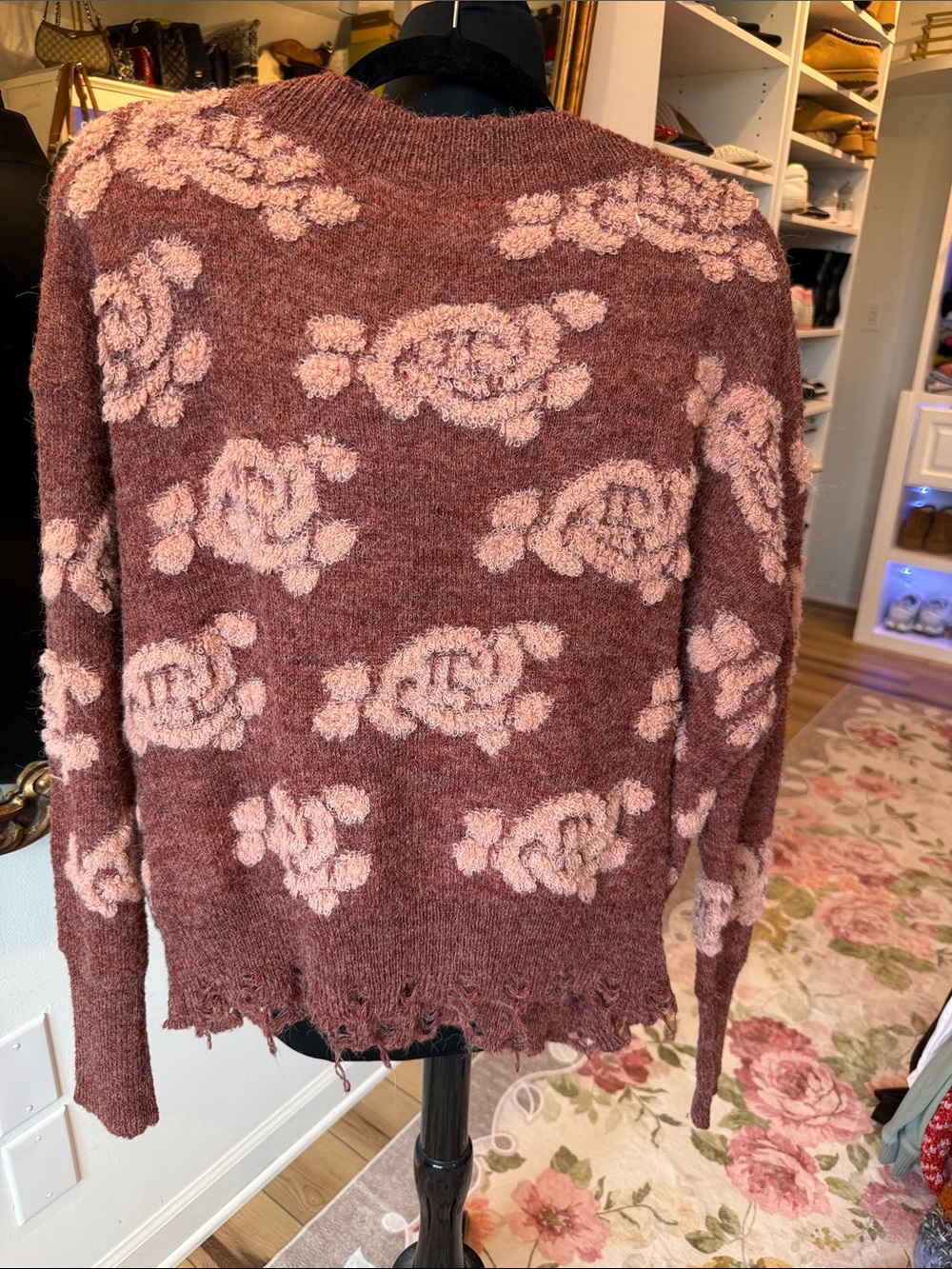 Kori Dusty Rose Floral V-Neck Sweater - Picture 3 of 3